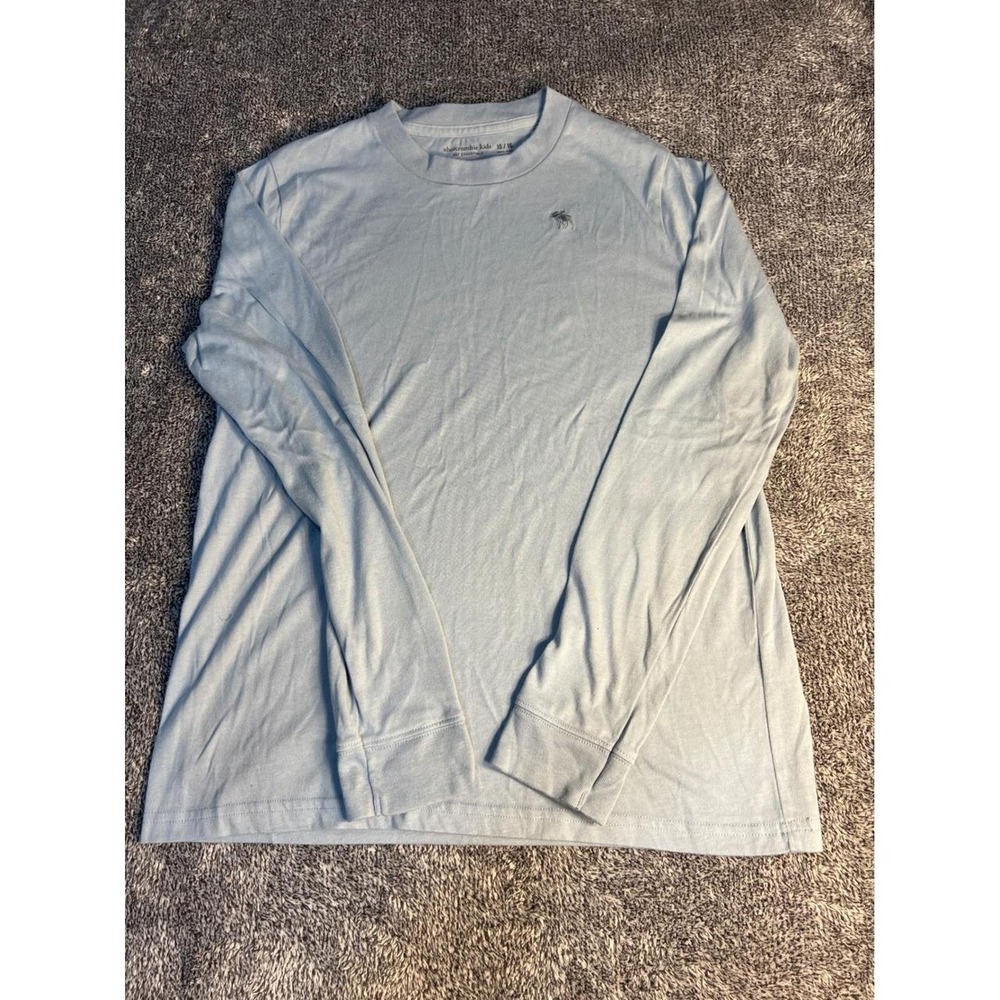 Abercrombie Kids A&F Essentials Long Sleeve Blue Logo T-Shirt Size 15/16